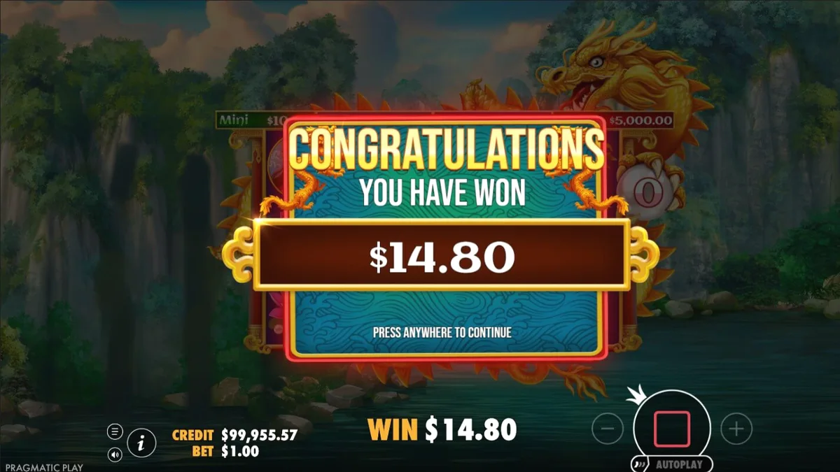 Pemandangan visual slot Dragon’s Gate Bonus Choice dengan tema naga dan pegunungan.